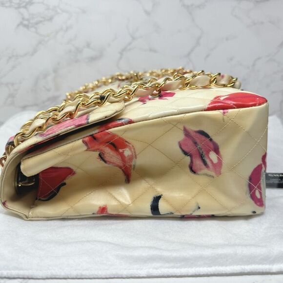 Chanel Vintage Jumbo 34 Lips & Kisses Barbie Chain Shoulder Bag - Picture 4 of 12
